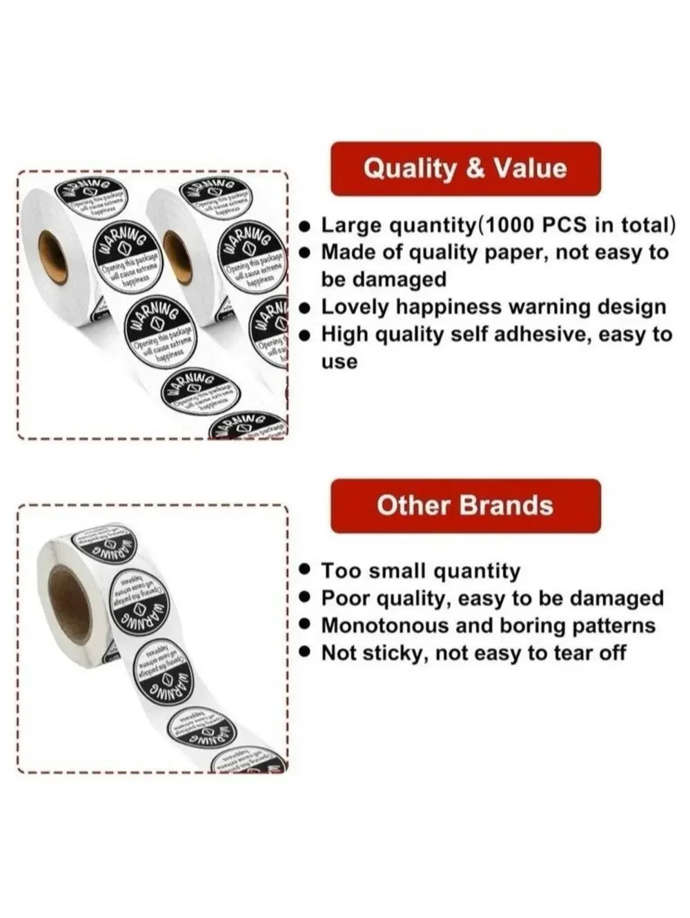 500pcs Extreme Happiness Stickers Black Round Self-Adhesive 1.5 Inch Labels Roll